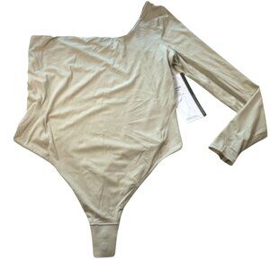 Lululemon Wundermost One-Shoulder Bodysuit Long Sleeve Nulu Thong Beige Large